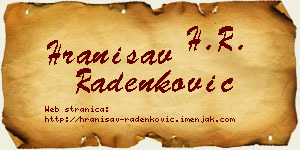 Hranisav Radenković vizit kartica